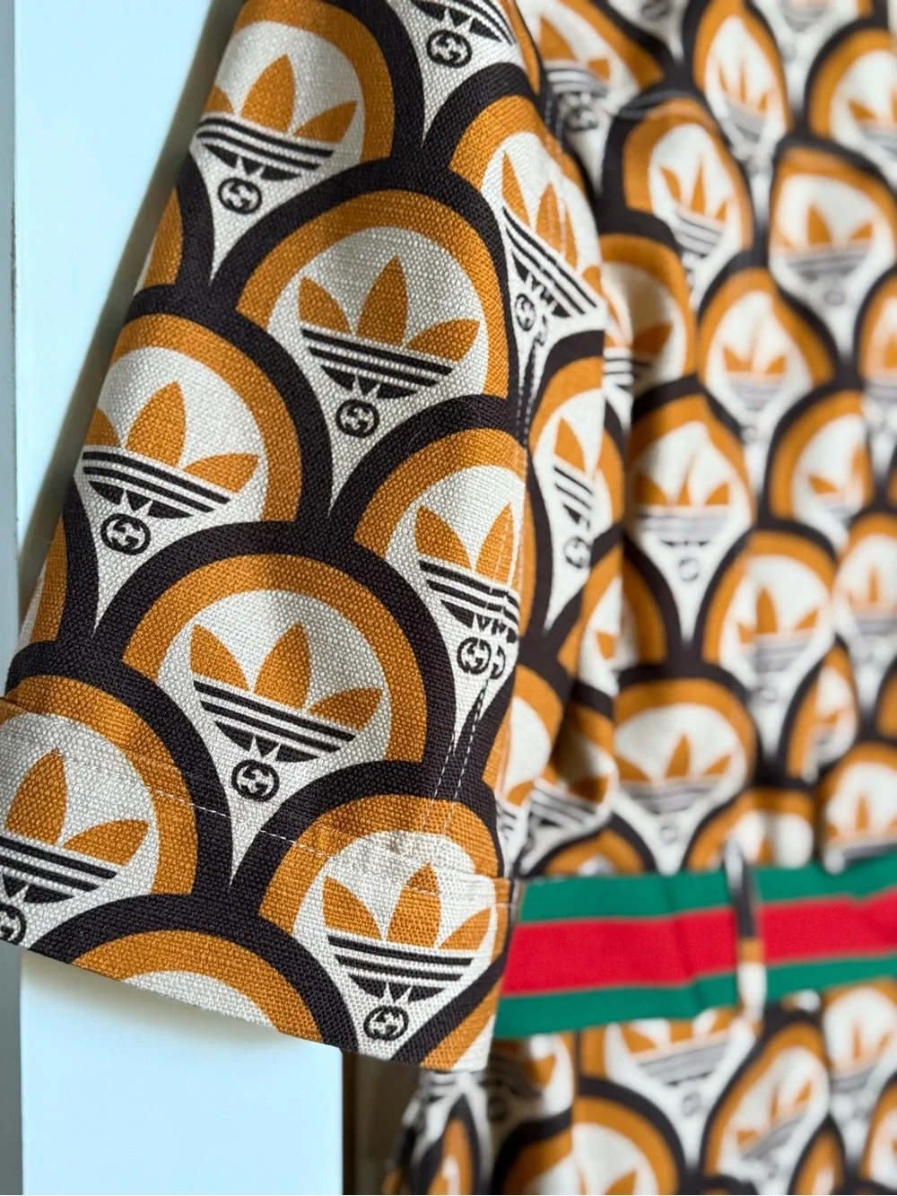 Gucci Orange and Brown Geometric Short-Sleeve Button-Down Shirt